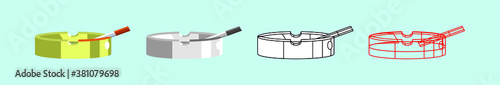 set of cigarette ashtray cartoon icon design template with various models. vector illustration isolated on blue background