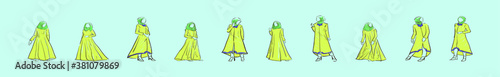 set of abaya cartoon icon design template with various models. vector illustration isolated on blue background