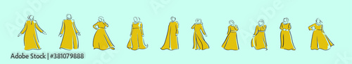 set of abaya cartoon icon design template with various models. vector illustration isolated on blue background