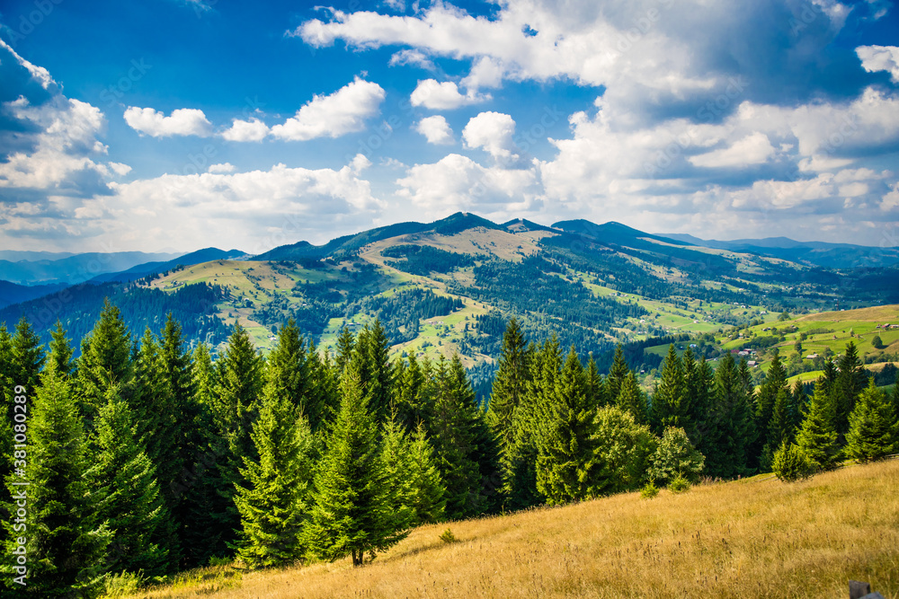 Obraz premium Beautiful Scenery. Carpathian Mountain range at the west of Ukraine