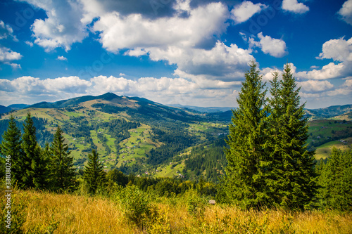 Ukrainian Carpathian mountains in summer sunny day