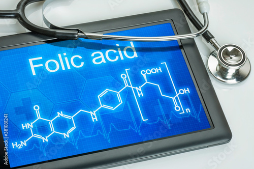 Tablet with the chemical formula of Folic Acid
