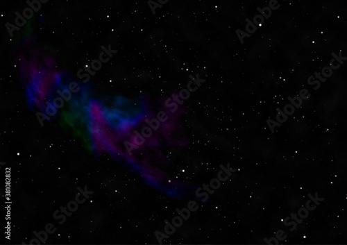 Fototapeta Naklejka Na Ścianę i Meble -  Distant flickering star array and cold cosmic nebula.