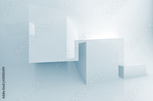 Fototapeta Naklejka Na Ścianę i Meble -  Blue  minimal geometric pattern. 3d rendering illustration