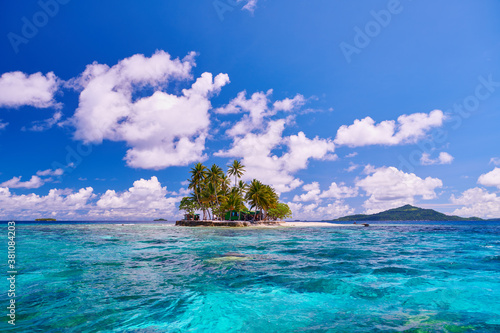 Blue sky, white clouds and southern island