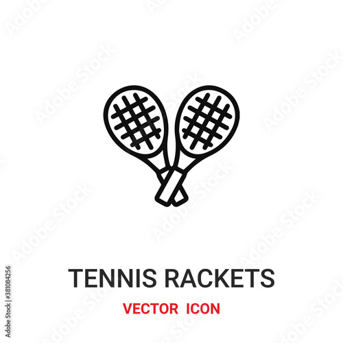 Tennis racket icon vector symbol. Tennis symbol icon vector for your design. Modern outline icon for your website and mobile app design.