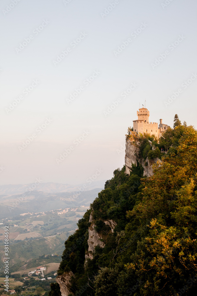 View of ancient fortress of Republic San Marino, summer photo of San Marino second tower: the Cesta or Fratta