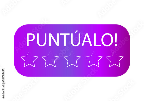 ventana morada de valoración con estrellas