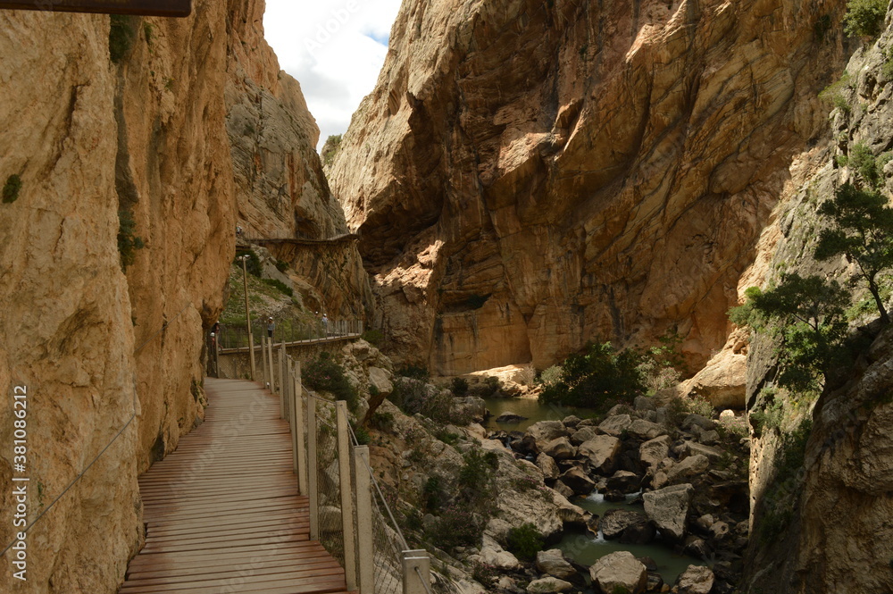 Fototapeta premium The scary hiking path El Caminito Del Rey and the stunning town of Ronda in Spain