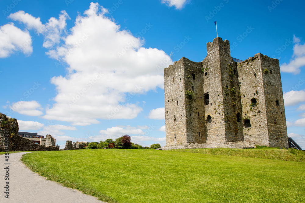 A panoramic view of Trim castle in County Meath on the River Boyne, Ireland. It is the largest Anglo-Norman Castle in Ireland A panoramic view of Trim castle in County Meath on the River Boyne, Ireland. It is the largest Anglo-Norman Castle in Ireland