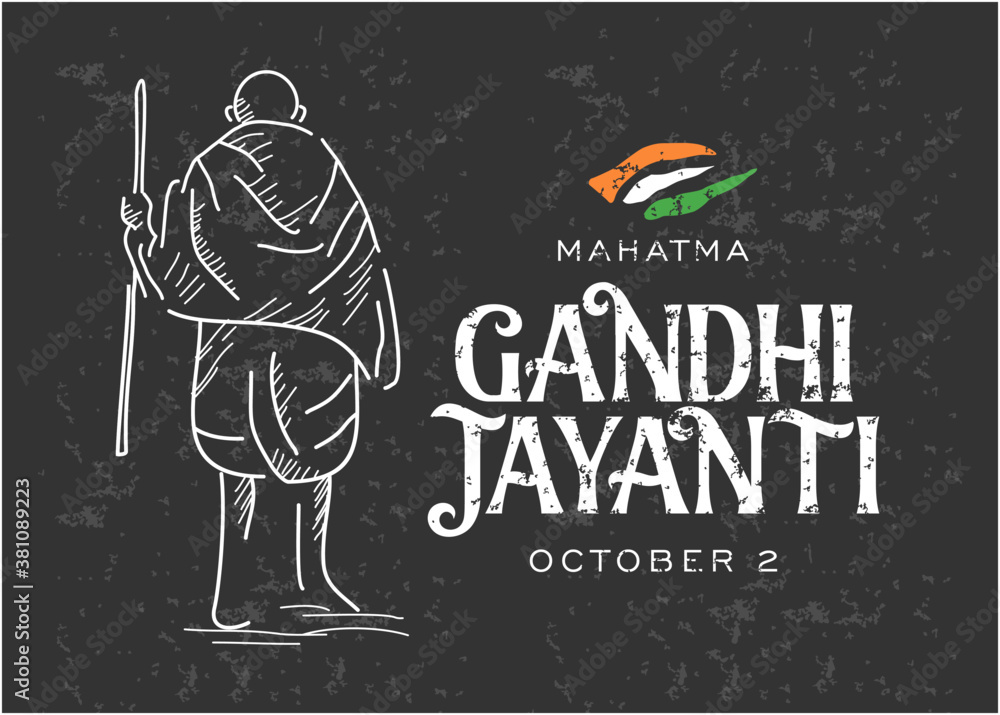Gandhi Jayanti is an event celebrated in India to mark the birth  anniversary of Mahatma Gandhi, vector design black board background Stock  Vector | Adobe Stock
