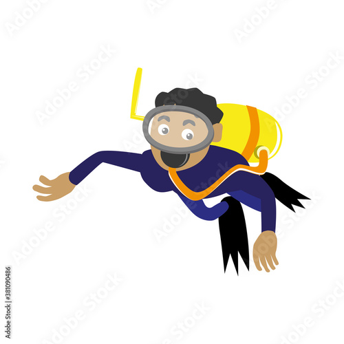 diver cartoon illustration, vector on white background
