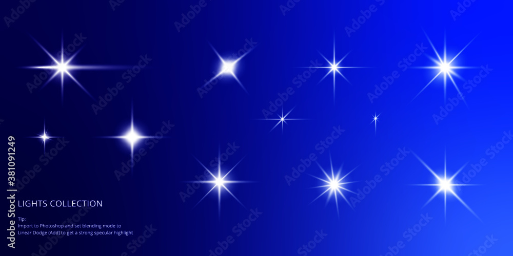 Stars Lights Specular Highlights Collection Stock-Vektorgrafik | Adobe Stock