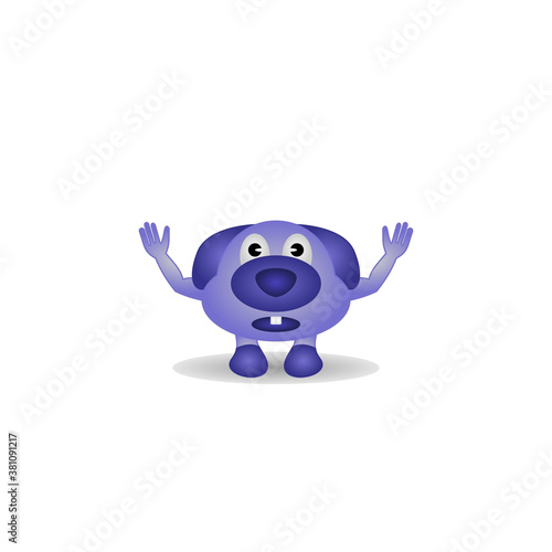 3D illustration of purple dog fun character