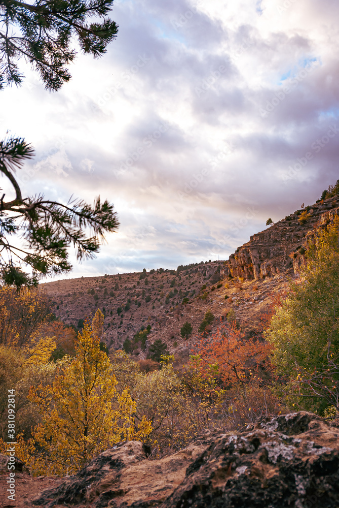 Mountainous landscape of the province of Cuenca in Autumn. Spain.