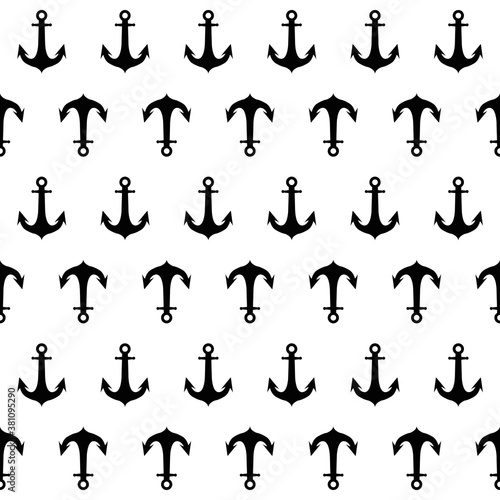 Nautical summer seamless sea style pattern with anchors 