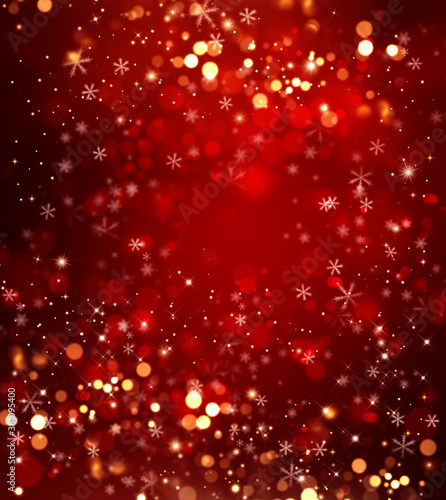 elegant red Christmas background with snowflakes © nj_musik