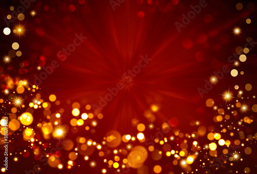 elegant red festive background, Merry Christmas and happy New Year greeting card