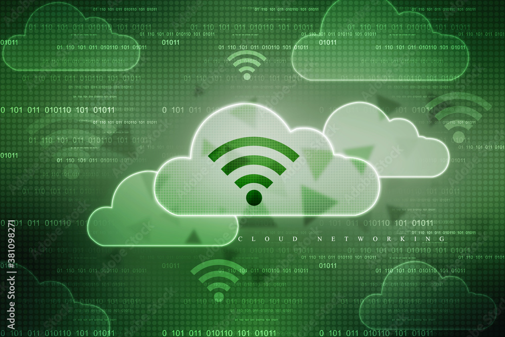 Obraz premium 2d rendering Cloud online storage icons with WiFi 