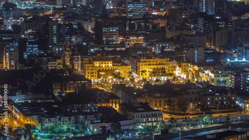 Wallpaper Mural Aerial top view of Lima main square from San Cristobal hill day to night transition timelapse, government palace of Peru and cathedral church. People gathered at Plaza de Armas in the historic center Torontodigital.ca