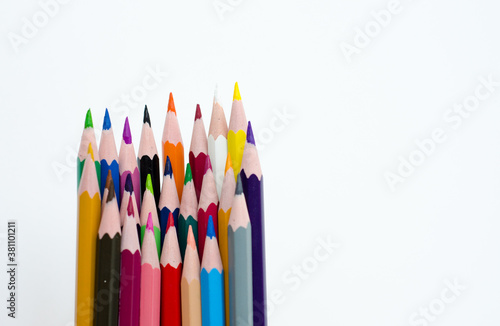 color pencils on white background