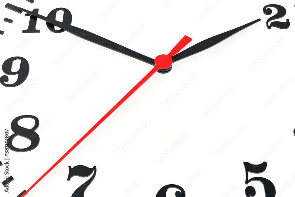 Clock hands on white background. Copy space for your background. 3d rendering. Clock hands on white background. Copy space for your background. 3d rendering.