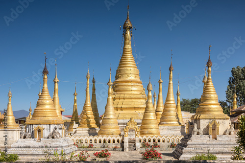 Golden stupas of the Pindaya monastery