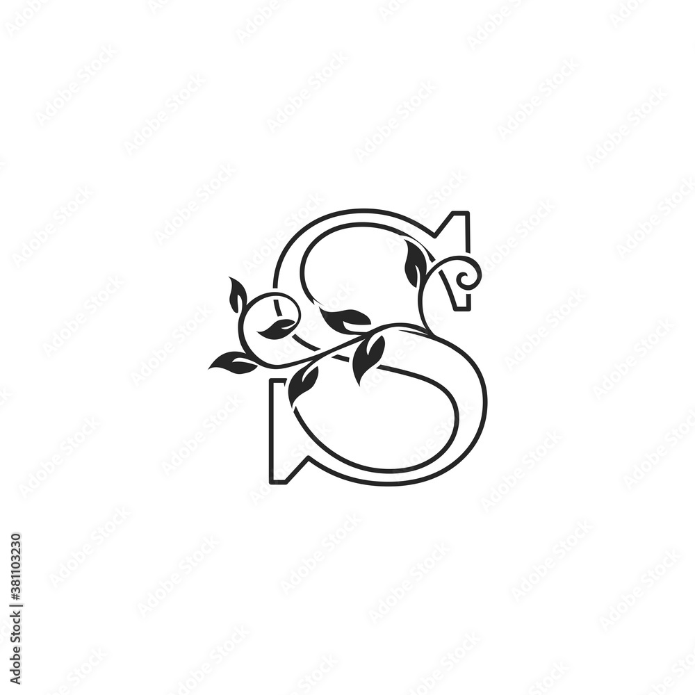 S Nature Floral initial letter logo icon. Monogram luxury floral leaves with letter logo icon for luxuries business. S Nature Floral initial letter logo icon. Monogram luxury floral leaves with letter logo icon for luxuries business.