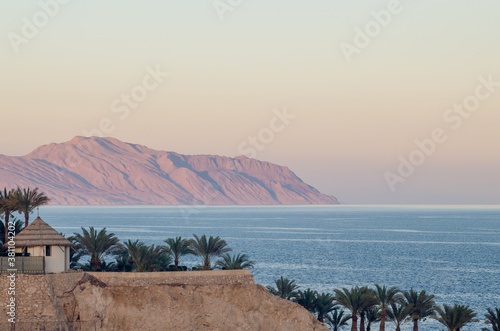 Εκτύπωση καμβά Mountain landscape of Tiran island in the Red Sea at sunset