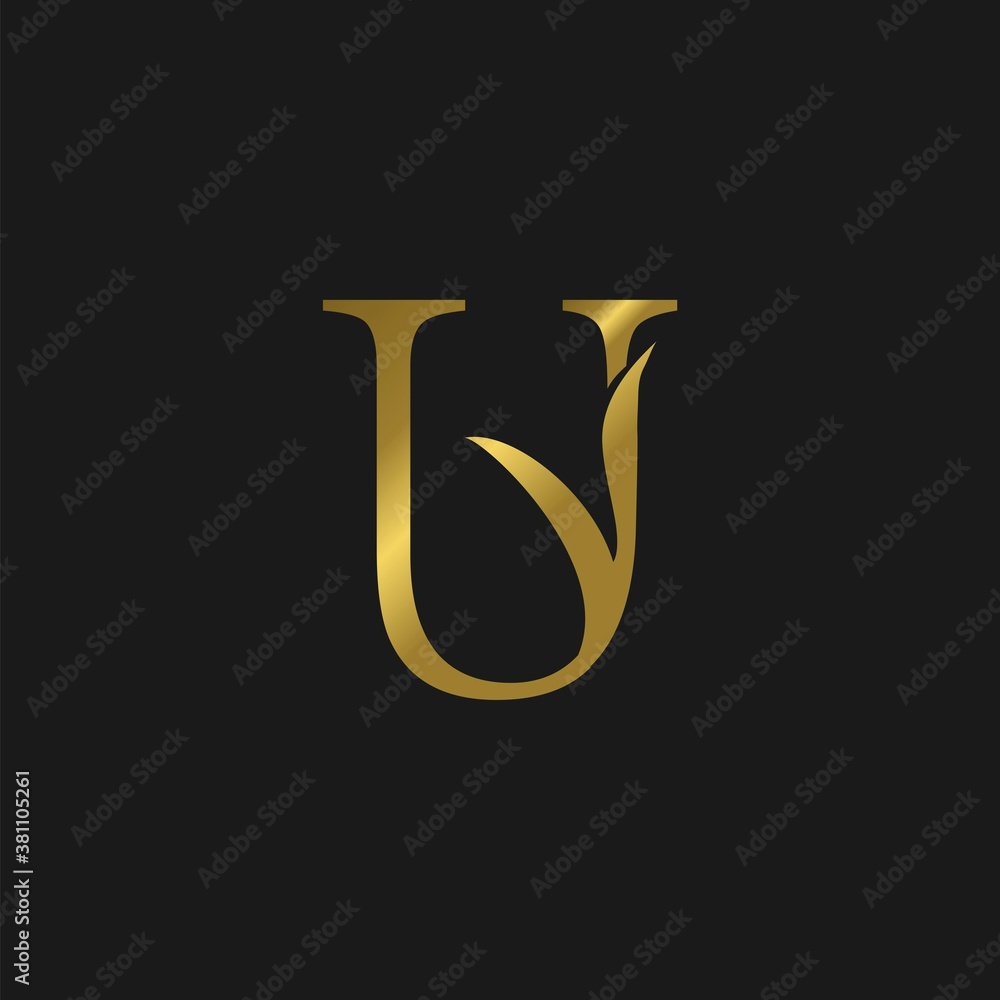 Golden Initial U Letter Luxury Logo vector design. Golden Initial U Letter Luxury Logo vector design.