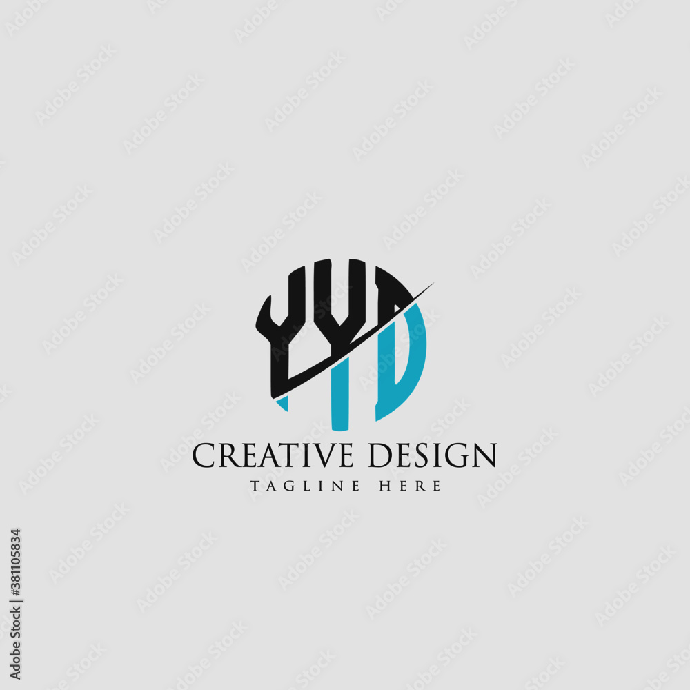 YYD Letter Logo Design Cross Monogram Icon.
