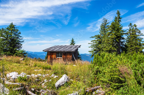 Hütte auf dem Gipfel des Prediktstuhls im Berchtesgadener Land photo