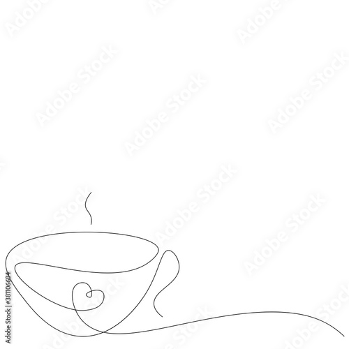 Cup of coffee with love heart. Valentine day background. Vector illustration