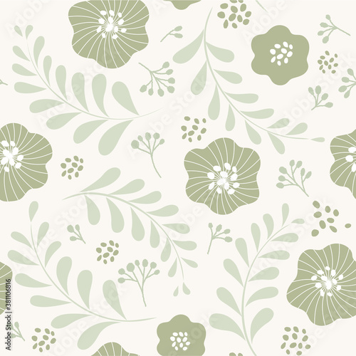 北欧風のかわいい花のシームレスパターン E