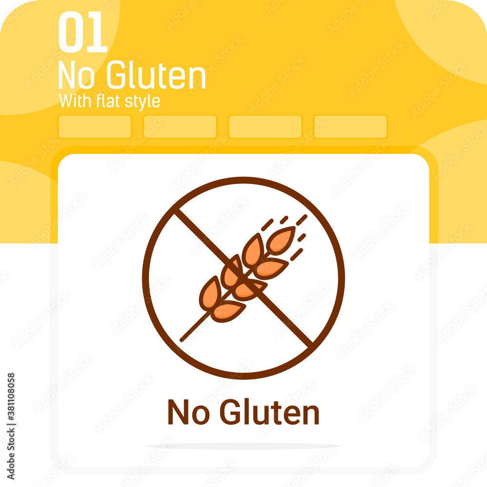 Fototapeta premium gluten free food allergy product. Dietary label vector icon with flat style isolated on white background. Vector symbol design template for web design, mobile app, organic eco business and agriculture