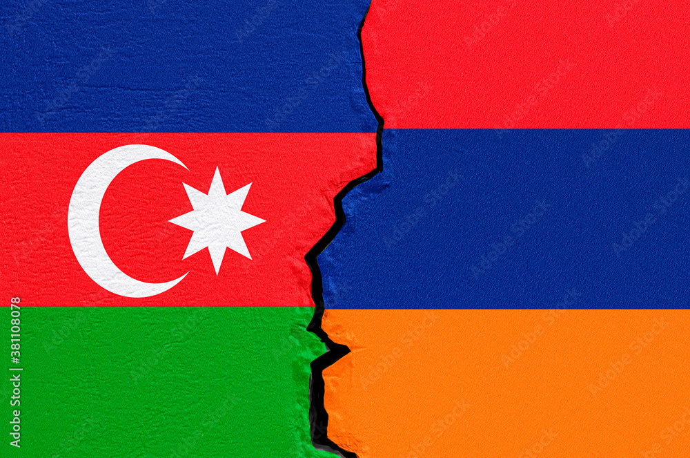 Armenia and Azerbaijan war conflict concept. 3D rendering Armenia and Azerbaijan war conflict concept. 3D rendering