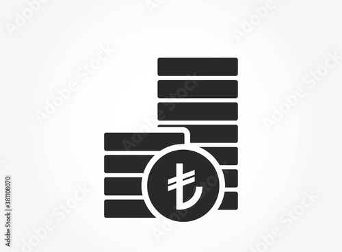pile of turkish lira coins icon. finance and money symbol