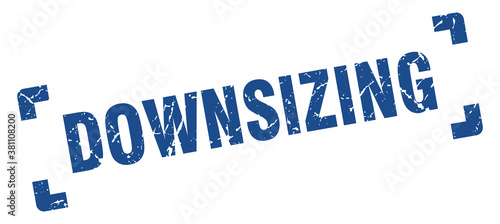 downsizing stamp. square grunge sign isolated on white background