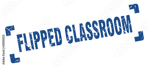 flipped classroom stamp. square grunge sign isolated on white background