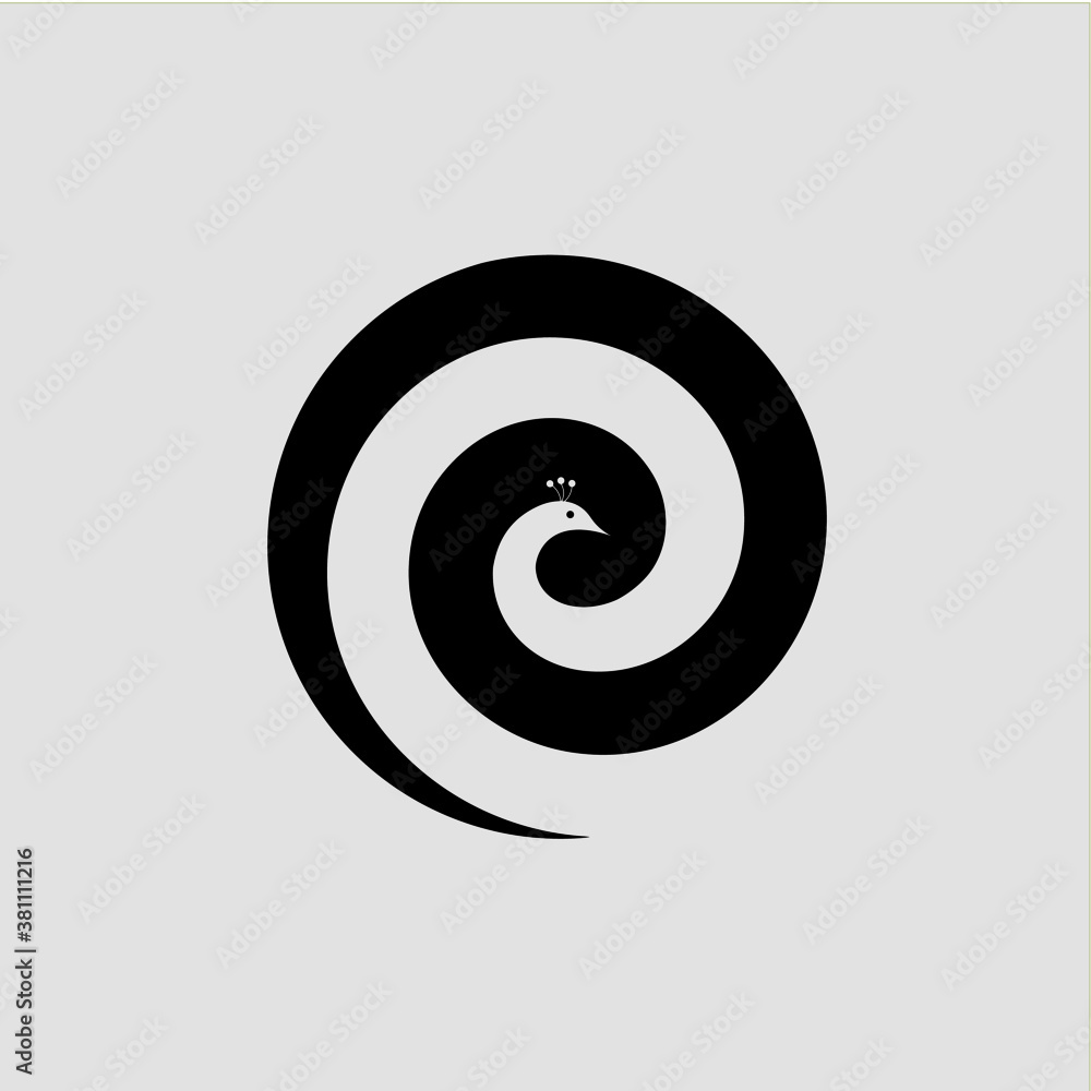 Fototapeta premium spiral and peacock icon logo