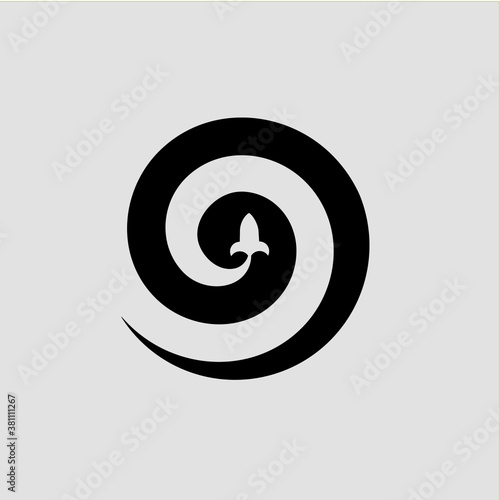 spiral and rocket icon logo vector design