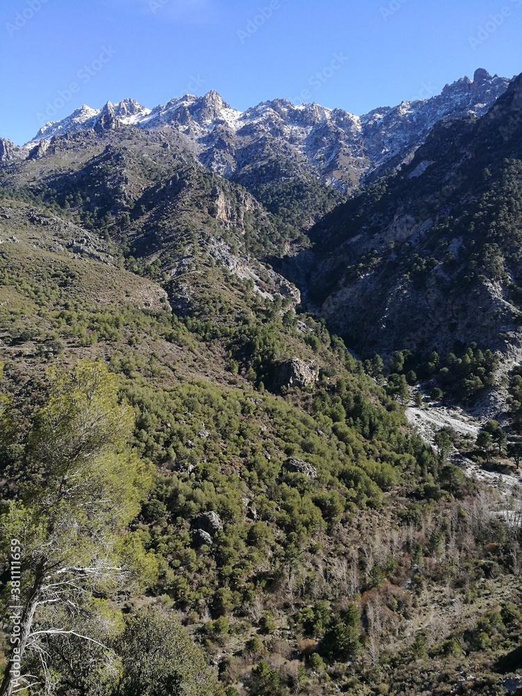 Hiking on the beautiful paths in the Sierra Nevada Mountains in Southern Spain