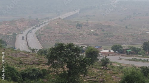 Beautiful highways of India. Footage of indian highways in Varanasi city with valley view and selective focus. photo