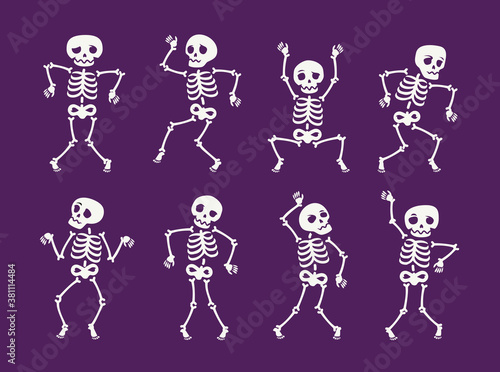 Funny skeleton symbol. Halloween cartoon vector illustration
