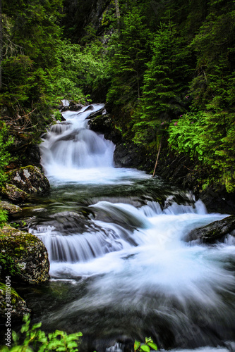 Fototapeta Naklejka Na Ścianę i Meble -  Mountain brook waterfall time lapse