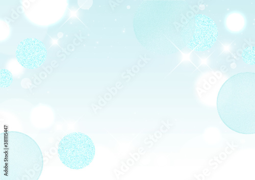 水色のラメとガラス光沢の水玉模様 輝く光 水色のグラデーション背景色 背景素材 Stock Illustration Adobe Stock