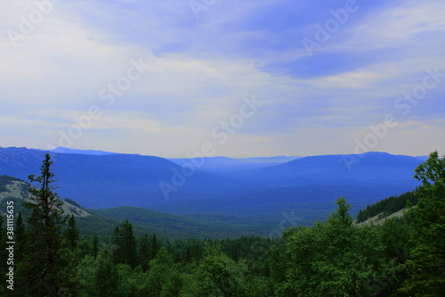 Beautiful mystical mountain view. Selective focus. Background. Scenery.