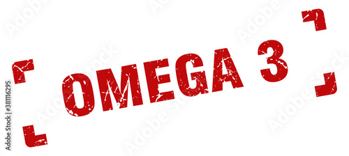 omega 3 stamp. square grunge sign isolated on white background