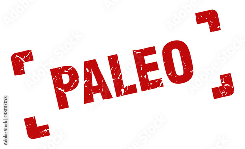 paleo stamp. square grunge sign isolated on white background