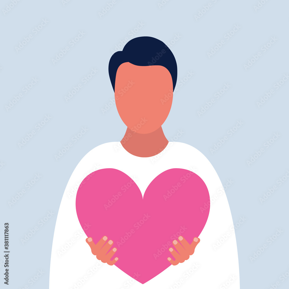 Man holds big hearts Man holds big hearts